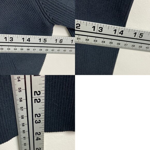 NEW Theory One Sleeve Ribbed Black Top Size Large Stretch K1115712 Flare Sleeve - Picture 10 of 10